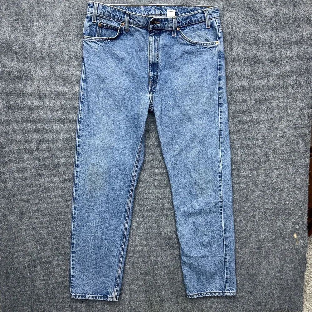 Levis 505 straight leg orange tab vintage jeans Men's size 38 38x32 stained knee